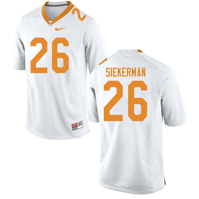Men #26 J.T. Siekerman Tennessee Volunteers College Football Jerseys Sale-White